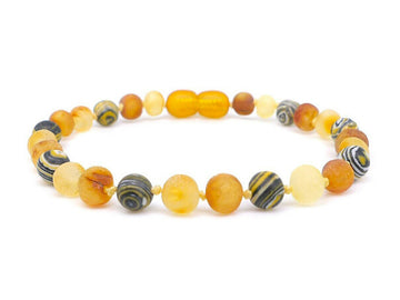 BALTIC AMBER HEALING BRACELET WITH YELLOW MALACHITE