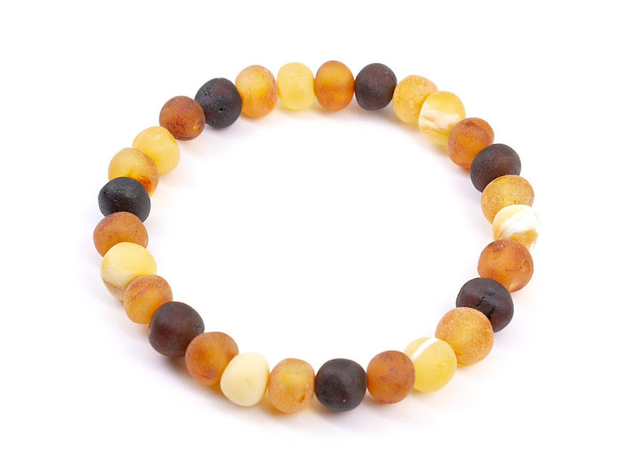 STRETCH RAW MULTICOLOR BALTIC AMBER ADULT BRACELET