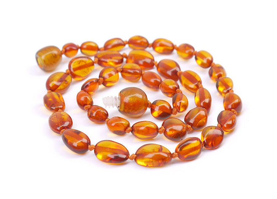 POLISHED COGNAC BALTIC AMBER TEETHING NECKLACE/BRACELET SET