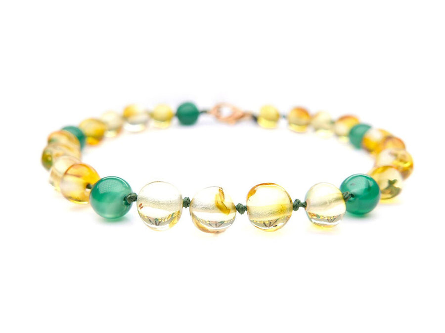 POLISHED LEMON BALTIC AMBER ADULT BRACELET WITH JADE