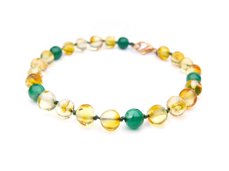 POLISHED LEMON BALTIC AMBER ADULT BRACELET WITH JADE