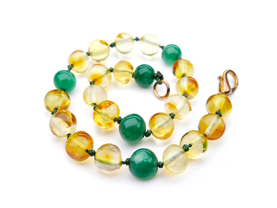 POLISHED LEMON BALTIC AMBER ADULT BRACELET WITH JADE