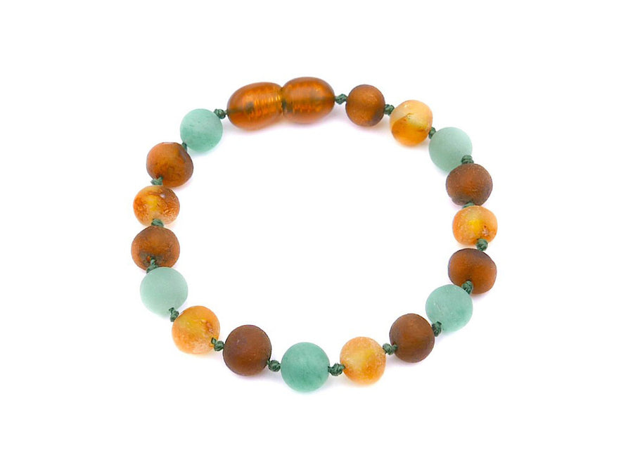 RAW MULTICOLOR BALTIC AMBER BRACELET / ANKLET WITH AGATE