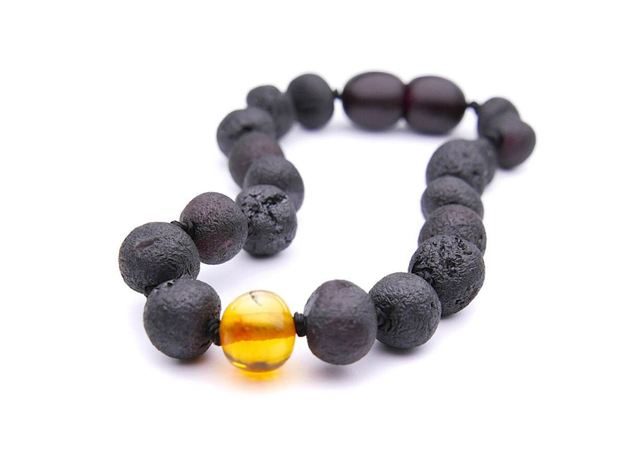 RAW DARK CHERRY BALTIC AMBER TEETHING BRACELET / ANKLET