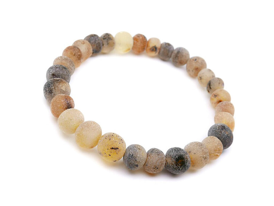 STRETCH RAW GREY BALTIC AMBER ADULT BRACELET