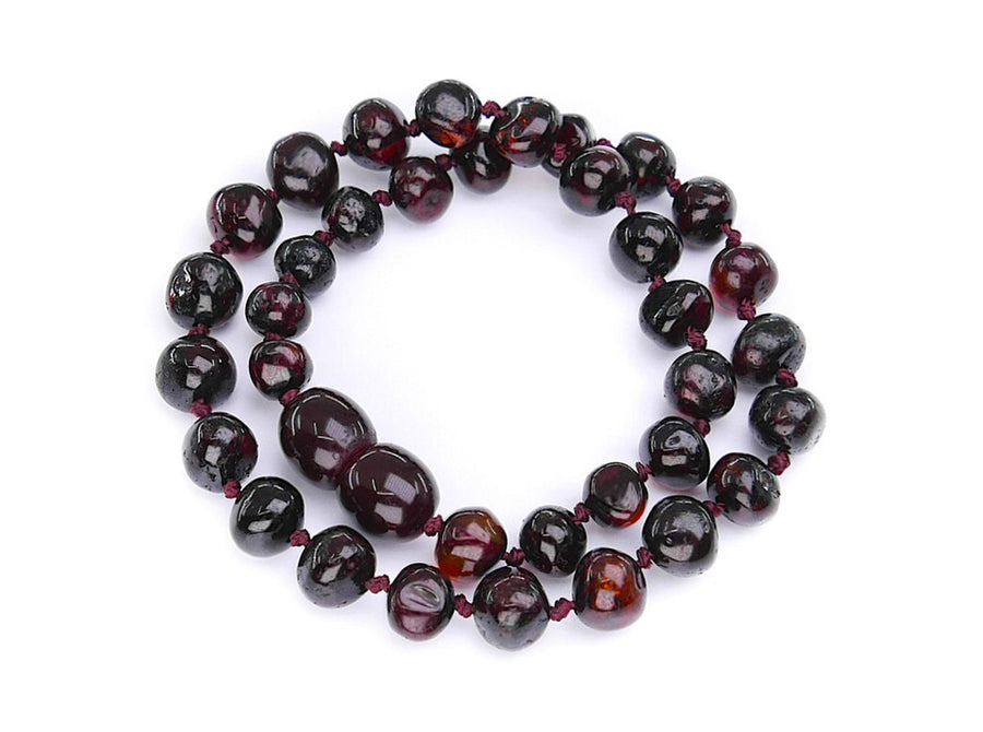 POLISHED DARK CHERRY BALTIC AMBER ADULT ANKLET