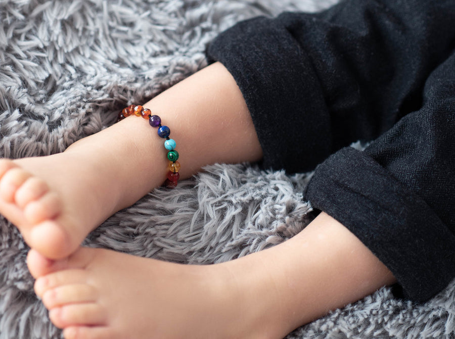 Baltic Amber & Chakra beads bracelet