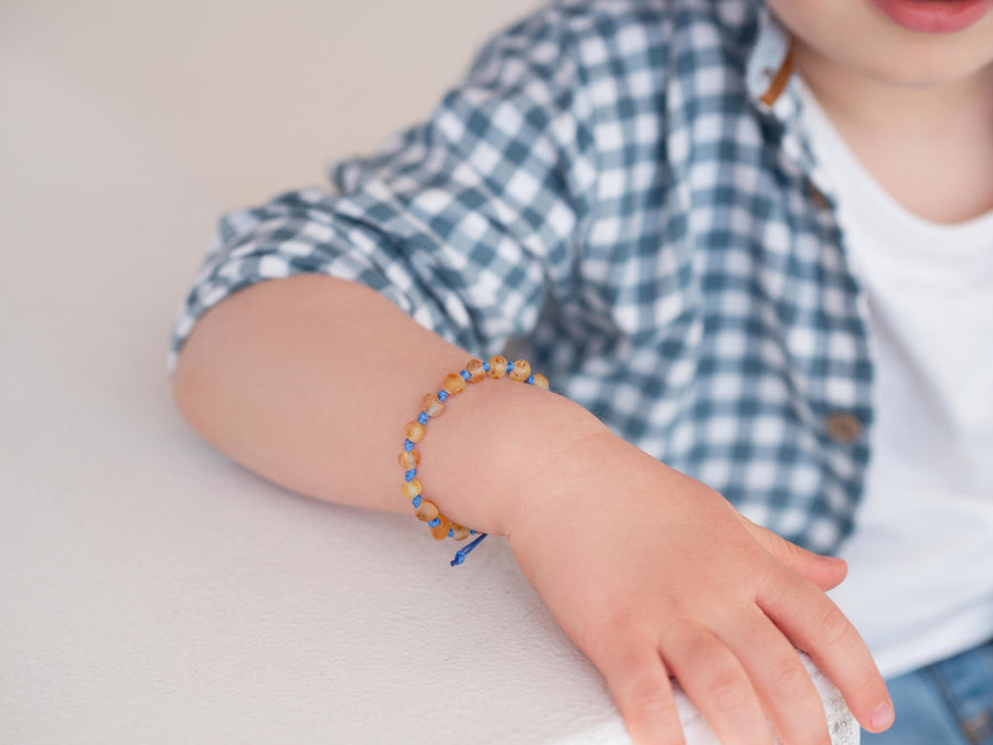 ADJUSTABLE RAW HONEY BALTIC AMBER TEETHING BRACELET / ANKLET