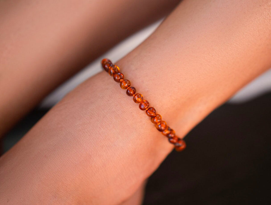 POLISHED COGNAC BALTIC AMBER ADULT ANKLET