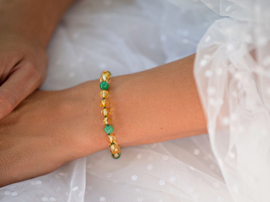 POLISHED LEMON BALTIC AMBER ADULT BRACELET WITH JADE