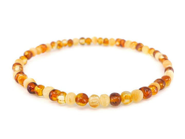 STRETCH POLISHED MULTICOLOR BALTIC AMBER ADULT ANKLET