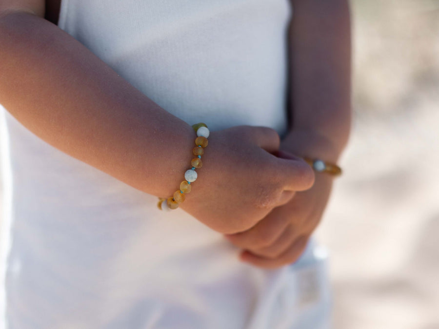 RAW HONEY BALTIC AMBER NECKLACE/BRACELET SET WITH AQUAMARINE