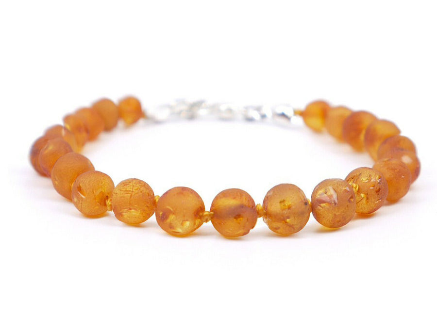 ADJUSTABLE RAW HONEY BALTIC AMBER TEETHING BRACELET / ANKLET