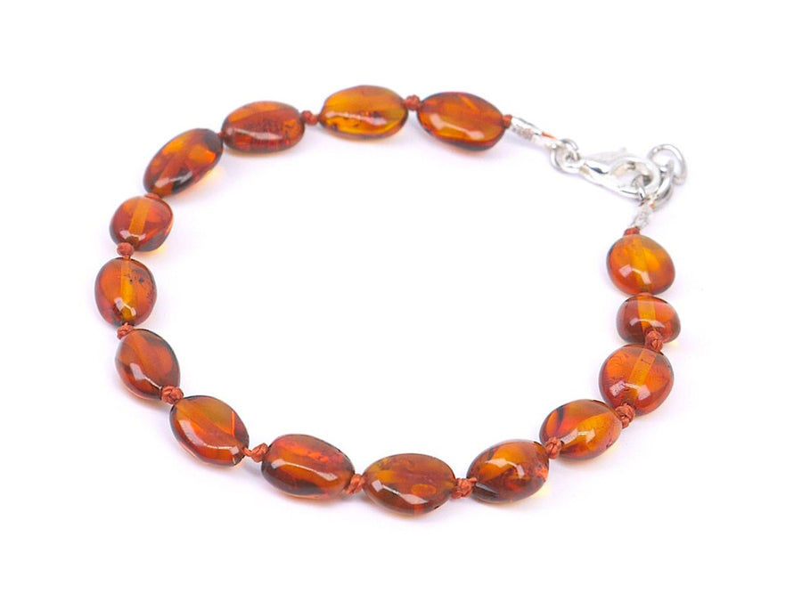 ADJUSTABLE POLISHED COGNAC BALTIC AMBER TEETHING BRACELET / ANKLET