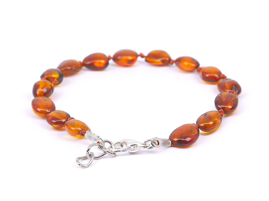 ADJUSTABLE POLISHED COGNAC BALTIC AMBER TEETHING BRACELET / ANKLET