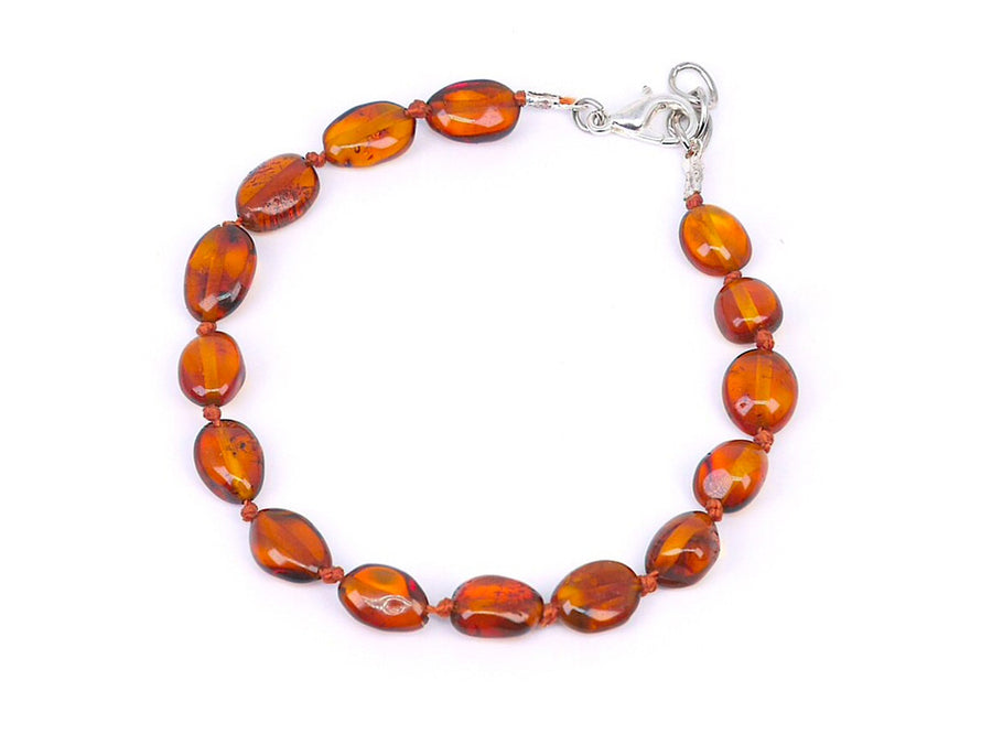 ADJUSTABLE POLISHED COGNAC BALTIC AMBER TEETHING BRACELET / ANKLET