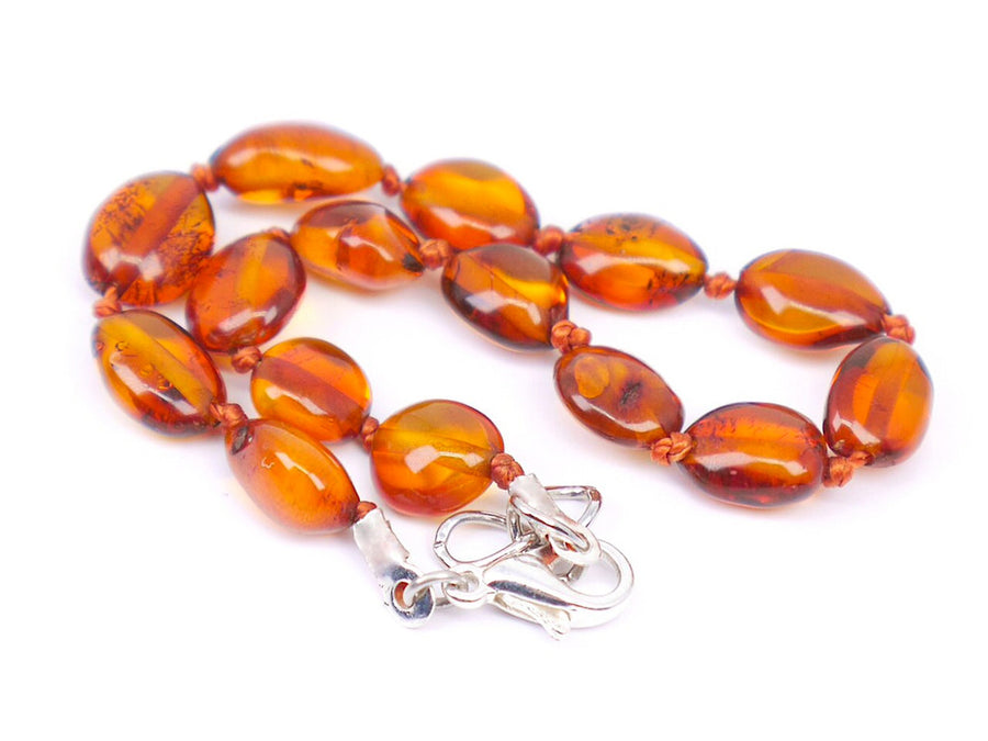 ADJUSTABLE POLISHED COGNAC BALTIC AMBER TEETHING BRACELET / ANKLET