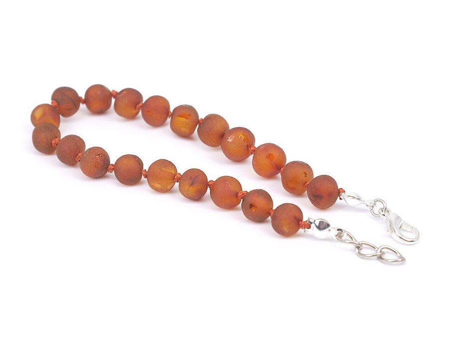 ADJUSTABLE RAW COGNAC BALTIC AMBER TEETHING BRACELET / ANKLET