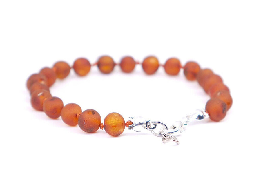 ADJUSTABLE RAW COGNAC BALTIC AMBER TEETHING BRACELET / ANKLET