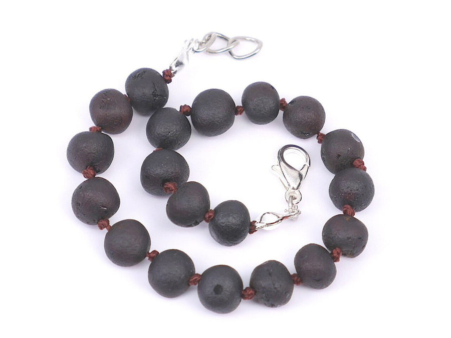 ADJUSTABLE RAW DARK CHERRY BALTIC AMBER TEETHING BRACELET / ANKLET