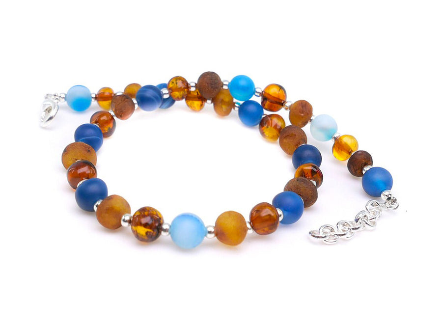 ADJUSTABLE COGNAC BALTIC AMBER ADULT ANKLET WITH AGATE