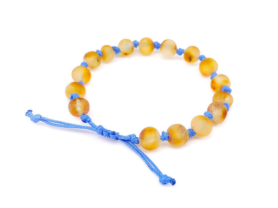 ADJUSTABLE RAW HONEY BALTIC AMBER TEETHING BRACELET / ANKLET