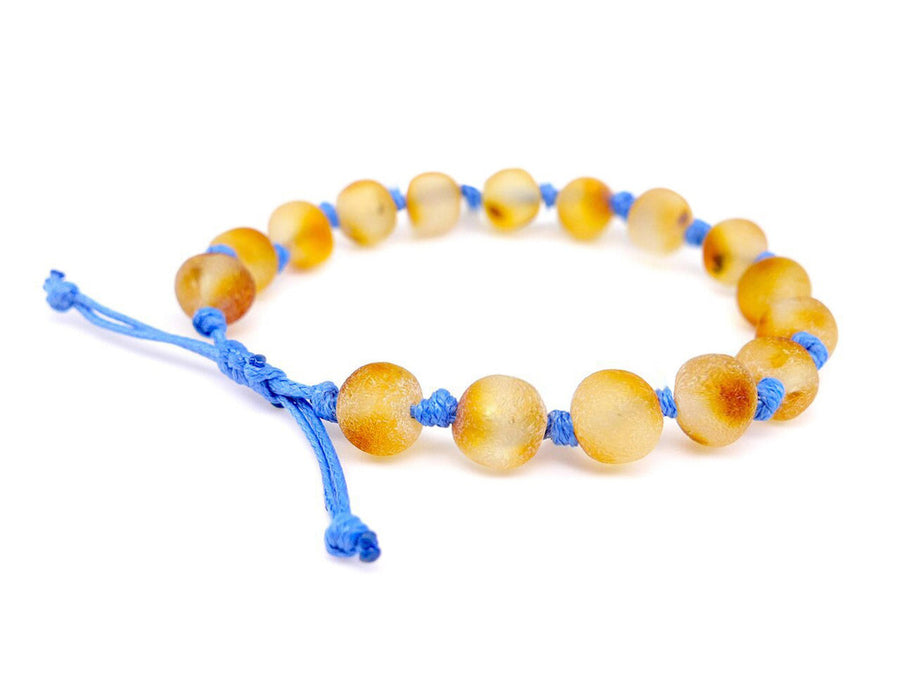 ADJUSTABLE RAW HONEY BALTIC AMBER TEETHING BRACELET / ANKLET