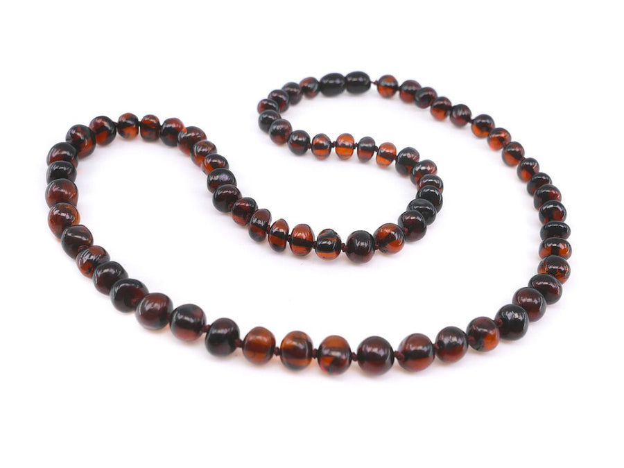 Adult Baltic amber necklace with dark cherry or black baroque beads United States, Canada, Australia