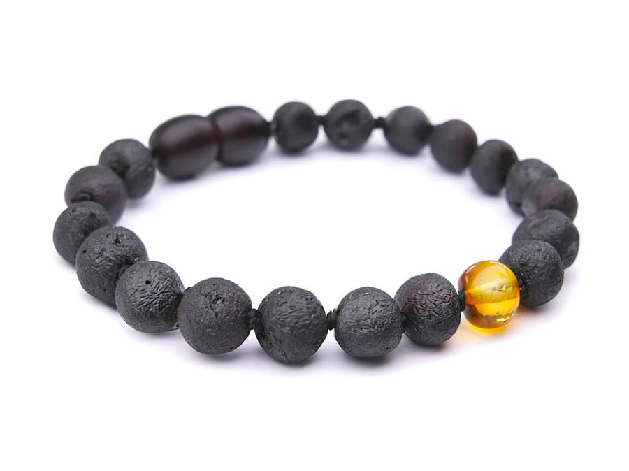 RAW DARK CHERRY BALTIC AMBER TEETHING BRACELET / ANKLET