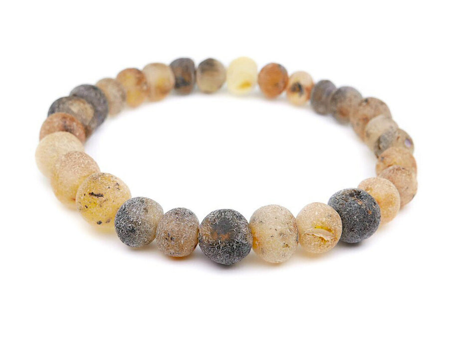 STRETCH RAW GREY BALTIC AMBER ADULT BRACELET