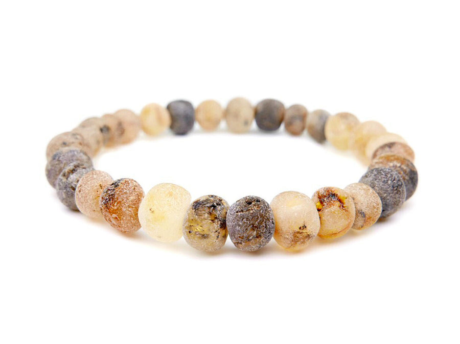 STRETCH RAW GREY BALTIC AMBER ADULT BRACELET