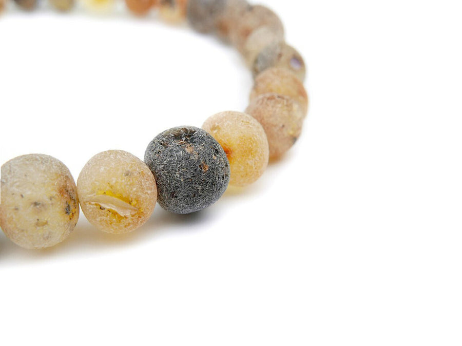 STRETCH RAW GREY BALTIC AMBER ADULT BRACELET