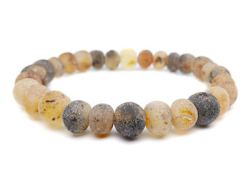 STRETCH RAW GREY BALTIC AMBER ADULT BRACELET