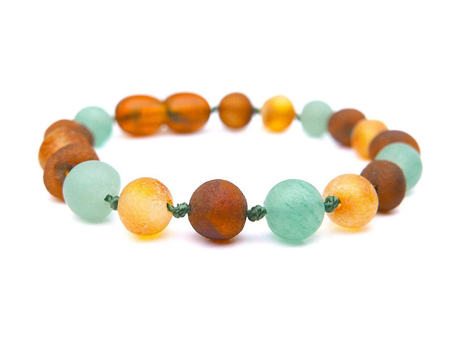 RAW MULTICOLOR BALTIC AMBER BRACELET / ANKLET WITH AGATE