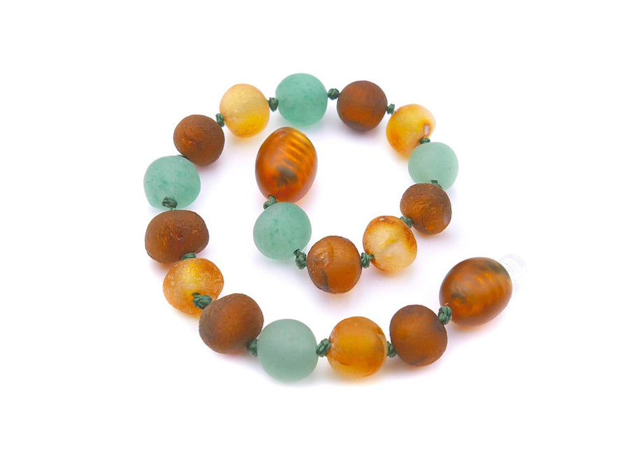 RAW MULTICOLOR BALTIC AMBER BRACELET / ANKLET WITH AGATE