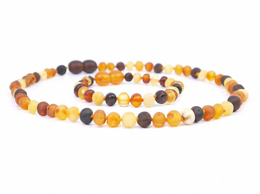 RAW MULTICOLOR BALTIC AMBER TEETHING NECKLACE/BRACELET SET