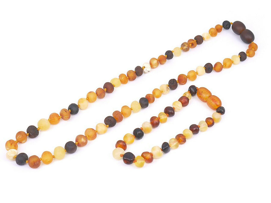 RAW MULTICOLOR BALTIC AMBER TEETHING NECKLACE/BRACELET SET