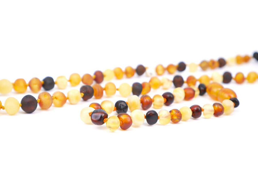 RAW MULTICOLOR BALTIC AMBER TEETHING NECKLACE/BRACELET SET