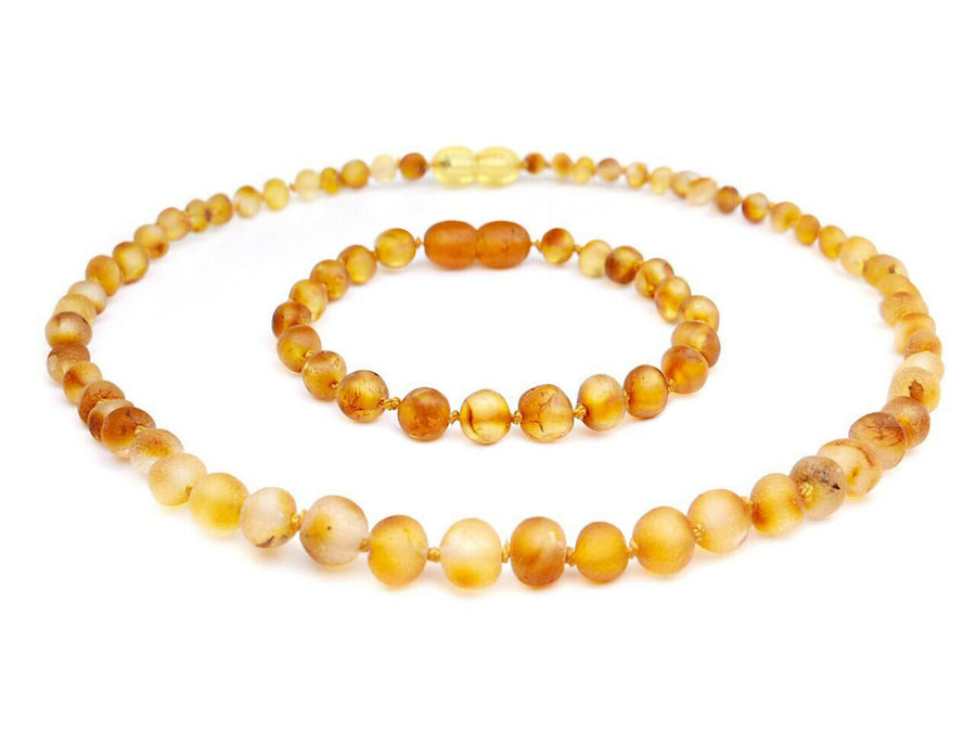 RAW HONEY BALTIC AMBER TEETHING NECKLACE/BRACELET SET