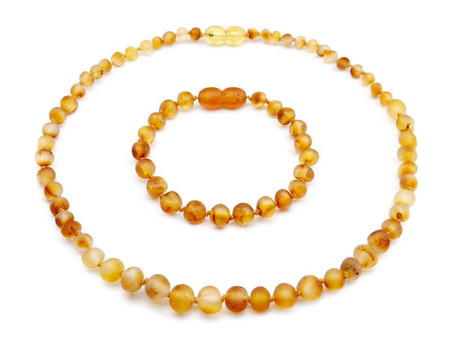 RAW HONEY BALTIC AMBER TEETHING NECKLACE/BRACELET SET