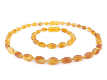 RAW HONEY BALTIC AMBER TEETHING NECKLACE/BRACELET SET