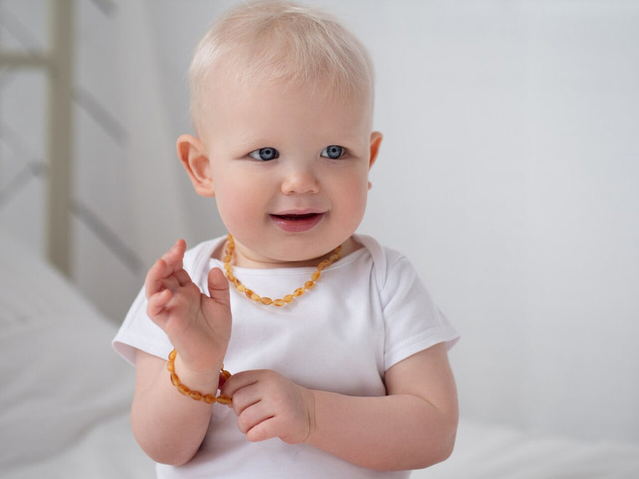 RAW HONEY BALTIC AMBER TEETHING NECKLACE/BRACELET SET