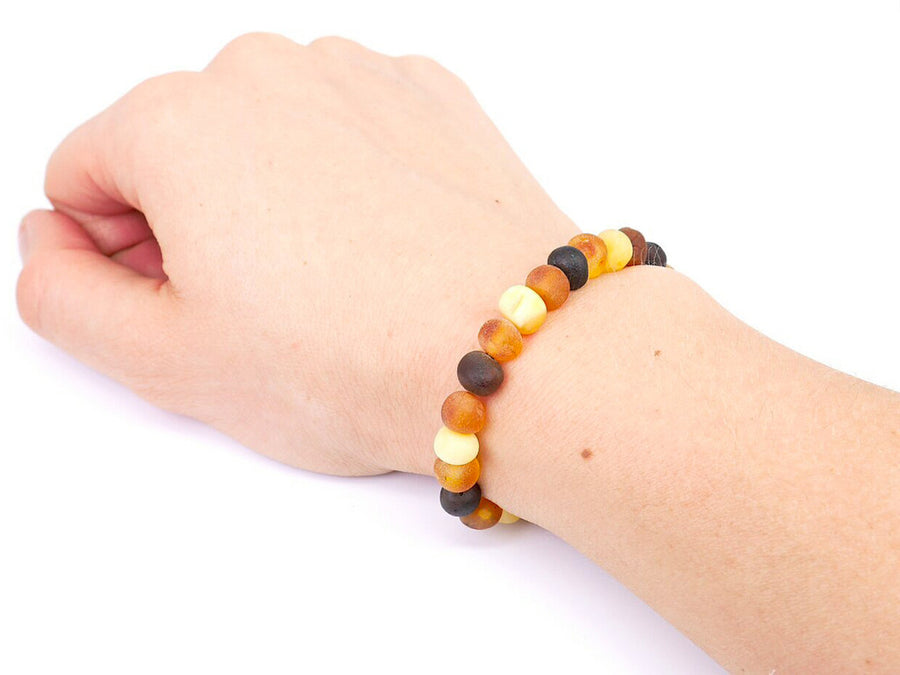 STRETCH RAW MULTICOLOR BALTIC AMBER ADULT BRACELET