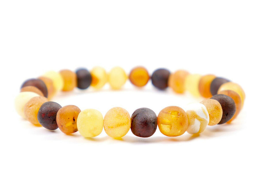 STRETCH RAW MULTICOLOR BALTIC AMBER ADULT BRACELET