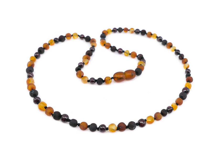 RAW MULTICOLOR ADULT BALTIC AMBER NECKLACE WITH GARNET