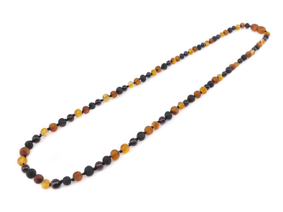 RAW MULTICOLOR ADULT BALTIC AMBER NECKLACE WITH GARNET