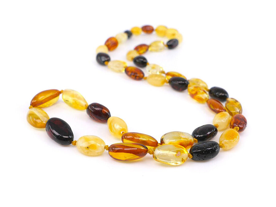 POLISHED MULTICOLOR ADULT BALTIC AMBER NECKLACE