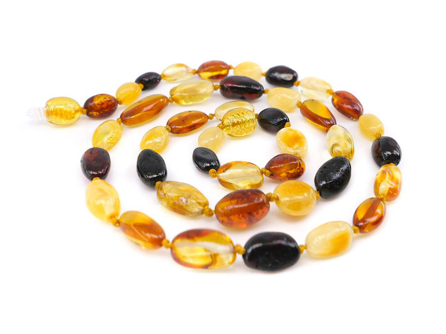 POLISHED MULTICOLOR ADULT BALTIC AMBER NECKLACE