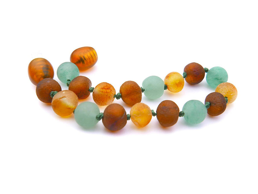 RAW MULTICOLOR BALTIC AMBER BRACELET / ANKLET WITH AGATE