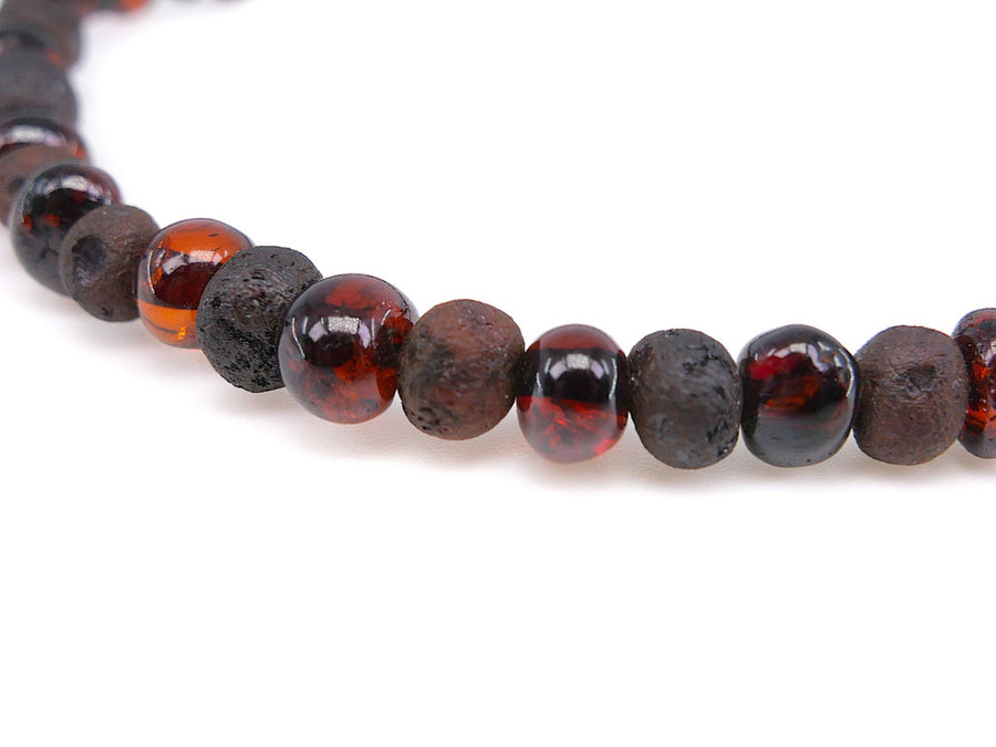 STRETCH DARK CHERRY BALTIC AMBER ADULT ANKLET